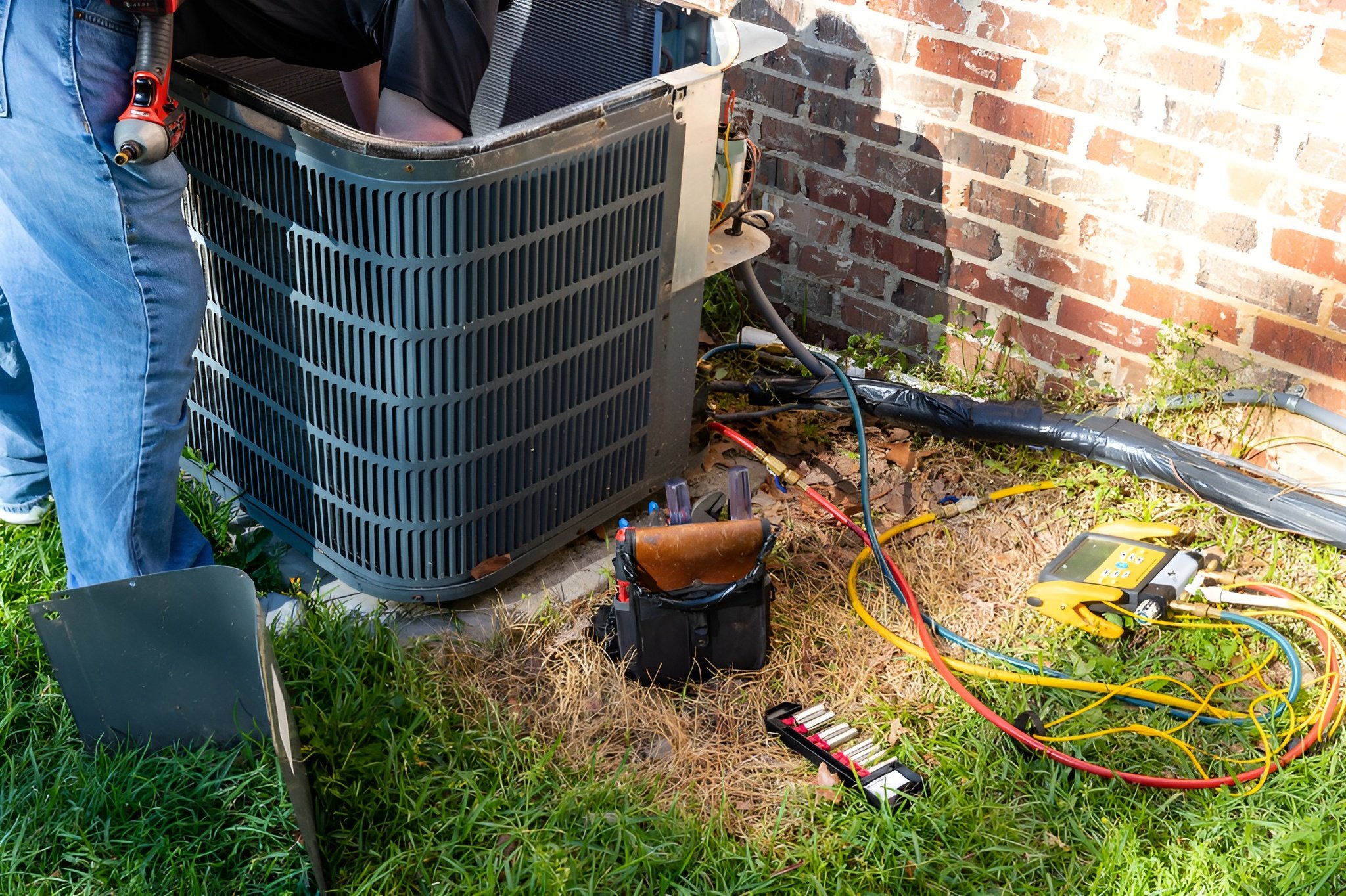 AC repair in Destin FL being performed by an HVAC technician
