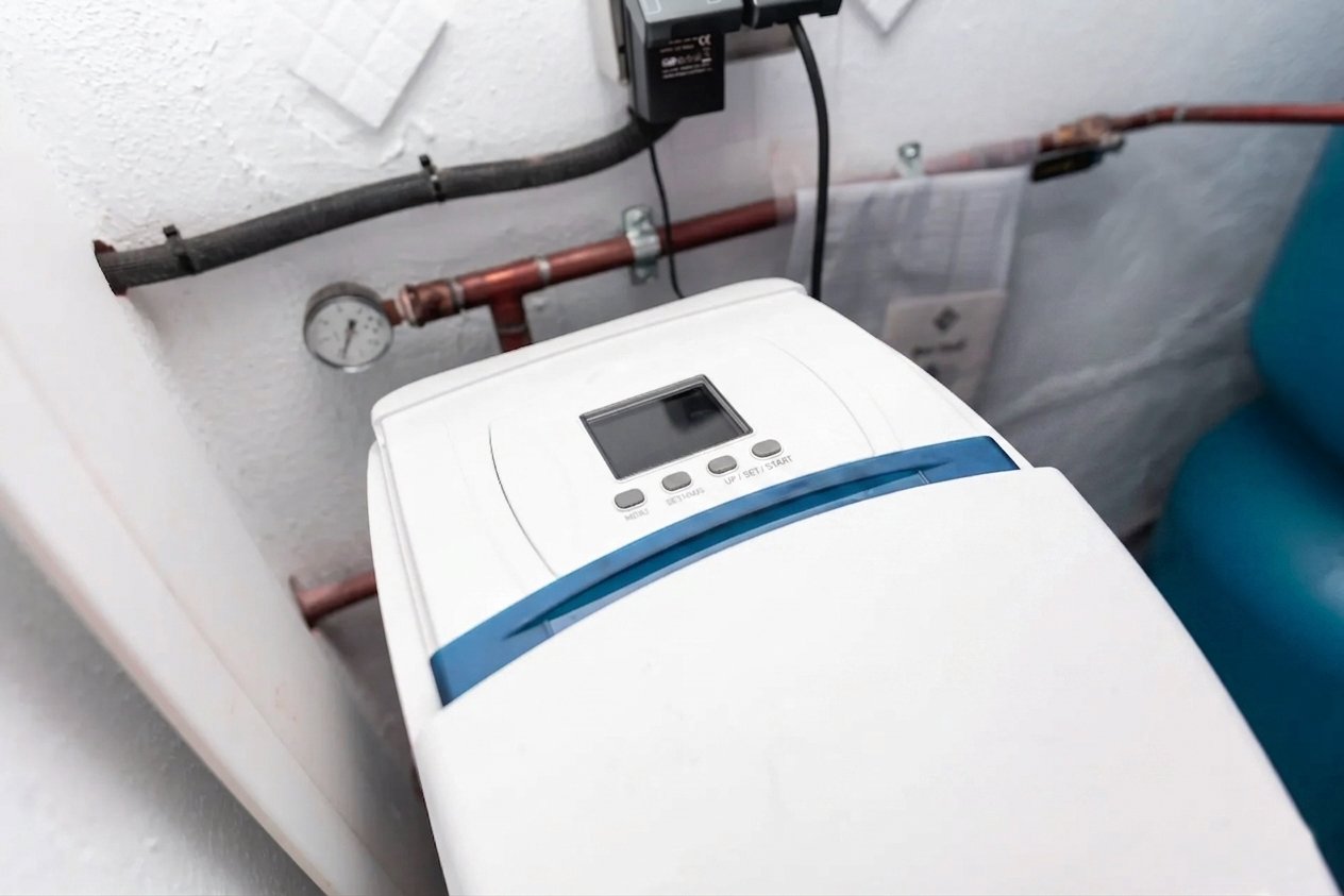 pressurized water softeners in a home shed